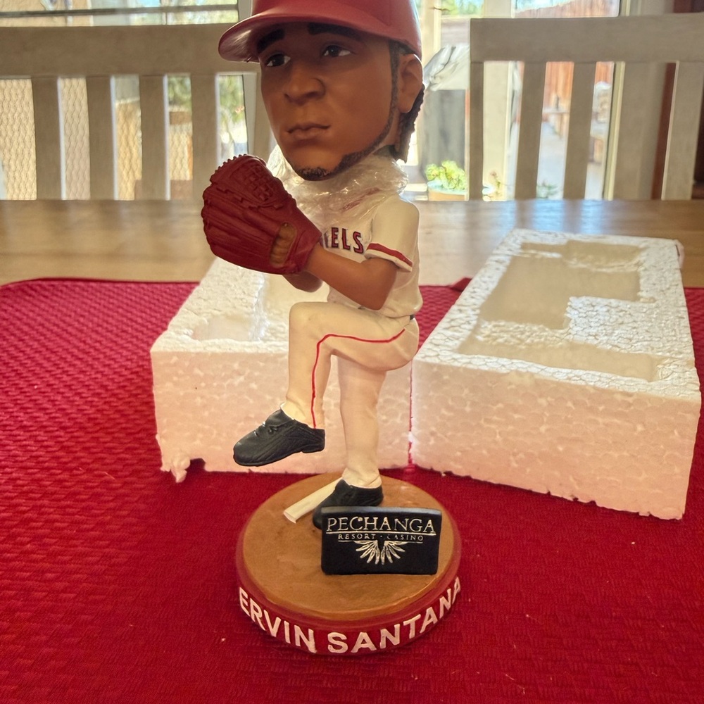 Collectible Anaheim Angels Ervin Santana Bobblehead with Red and White Uniform